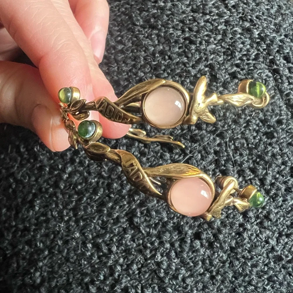 Elegant Gold and Green Women's hoop earrings - Picture 12 of 14